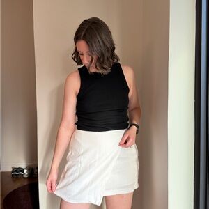 Women's White Linen Skort